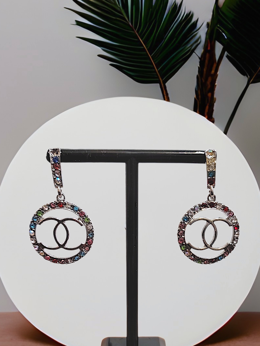 Multicolor Crystal Hoop Dangle Earrings